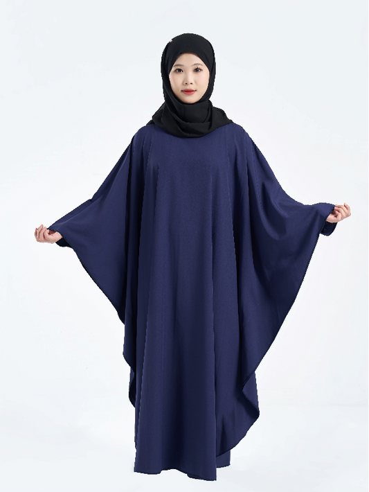 FZ020 Muslim bat sleeve solid color dress