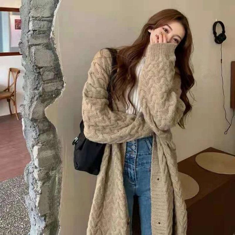 WT-111504 Muslim mid-length sweater cardigan jacket women new fall and winter design thick knitted sweater