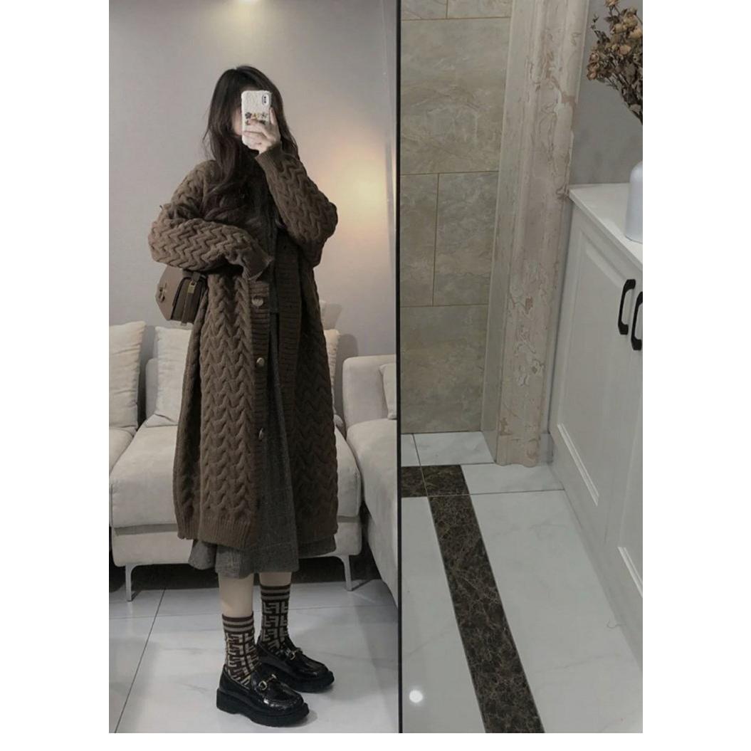 WT-111504 Muslim mid-length sweater cardigan jacket women new fall and winter design thick knitted sweater